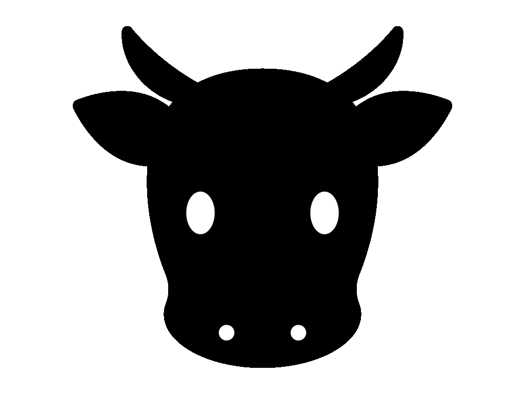 ウシのモノトーンイラスト