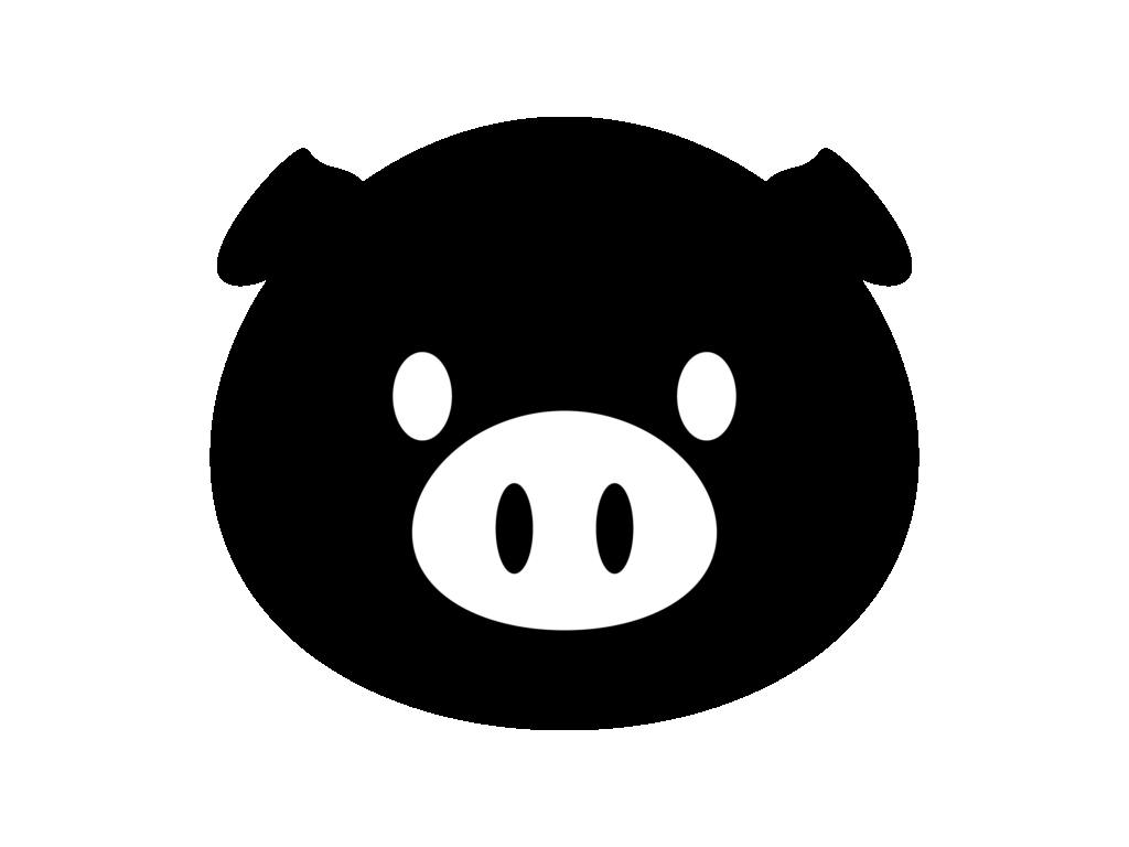 ブタのモノトーンイラスト