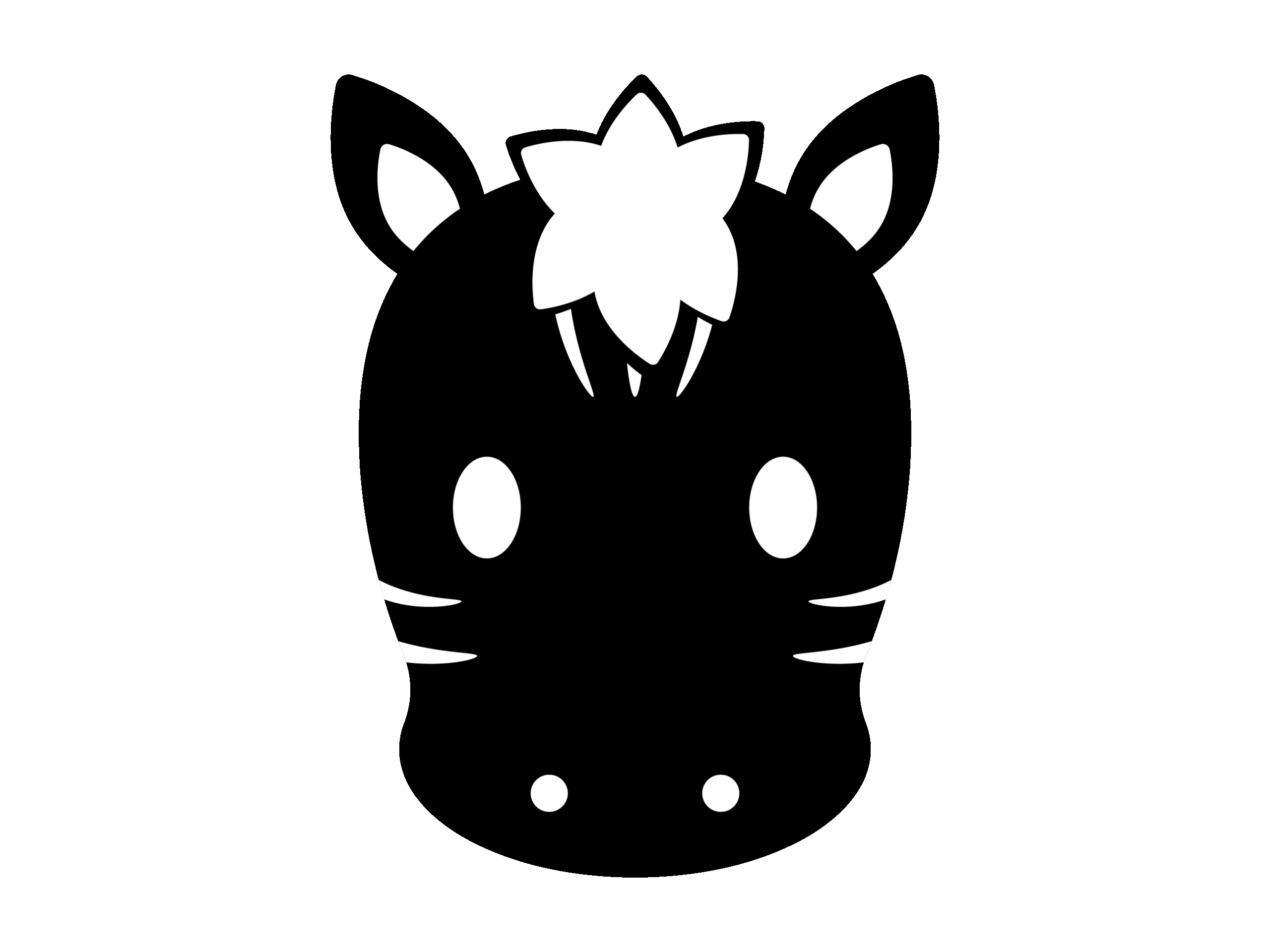 シマウマのモノトーンイラスト