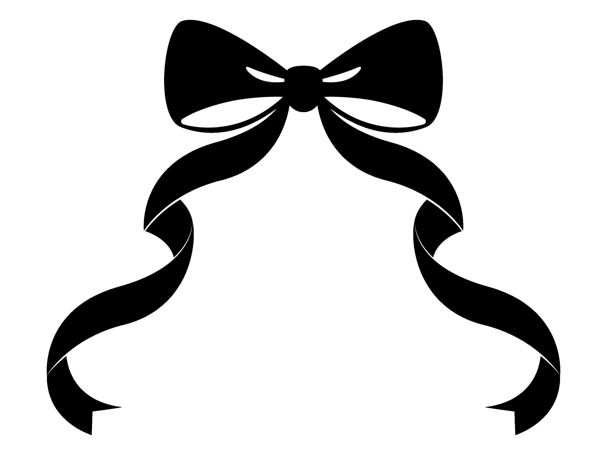 エレガントなリボンのモノトーンイラスト