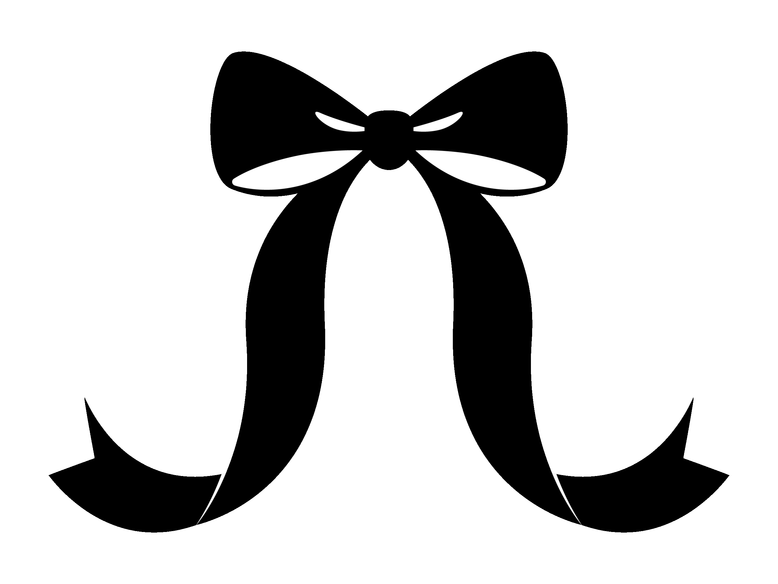 エレガントなリボンのモノトーンイラスト